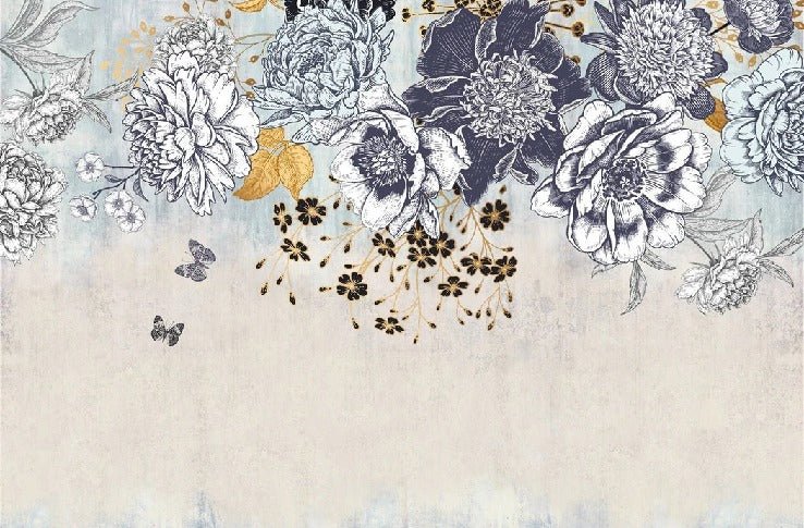Papel pintado floral retro