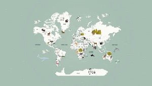 Papel pintado infantil mapamundi francés verde