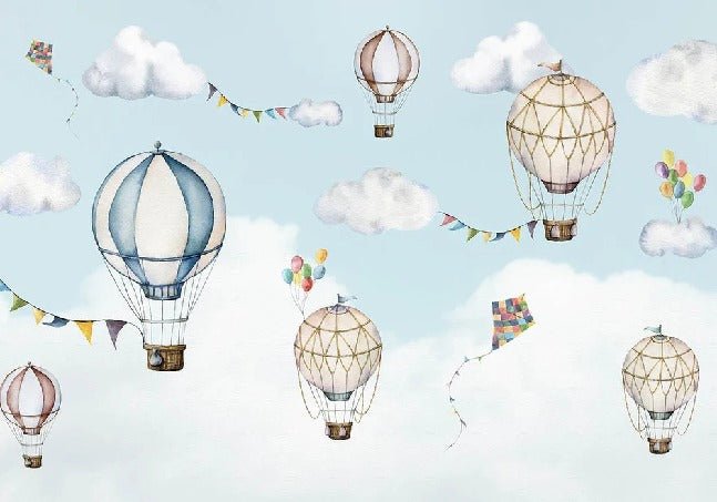 Fondo de globos aerostáticos en vuelo