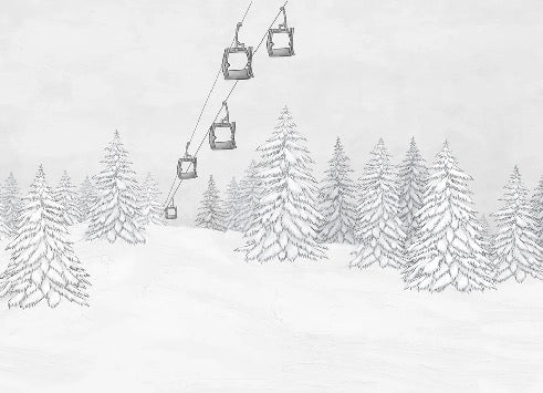 Papel pintado blanco y negro góndola montaña