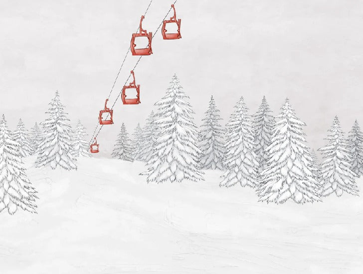 Papel pintado góndola roja montaña