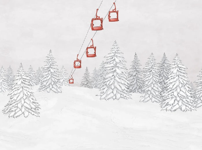 Papel pintado góndola roja montaña