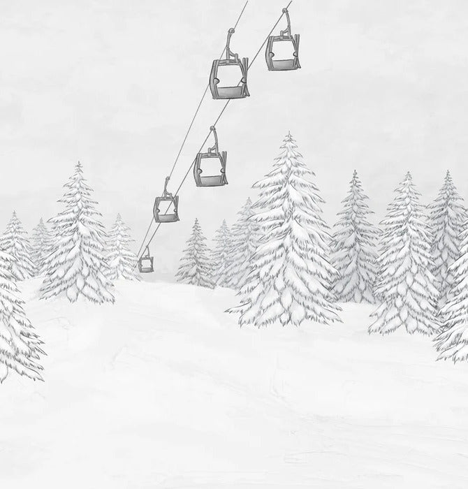 Papel pintado blanco y negro góndola montaña