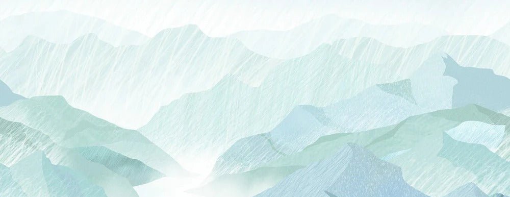 Papel pintado baño montaña verde
