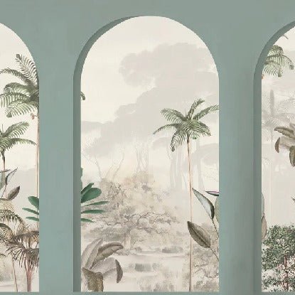 Papier peint arches luxuriantes vert, XXL, tendance