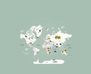 Papier peint Carte du monde en Francais enfant vert, XXL, tendance