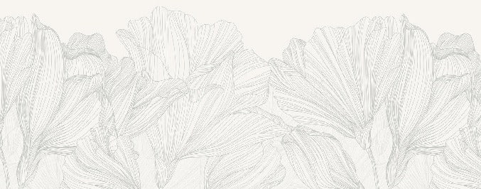 Papel pintado Vals de flores panoramico gris y blanco, XXL, tendance