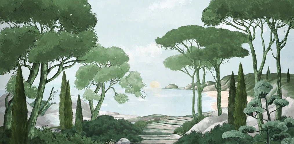 Paseo por el verde papel pintado de los arroyos