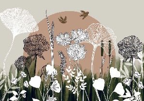 Papier peint panoramique illustration florale
