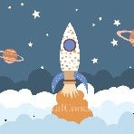 Papel pintado dormitorio infantil cohete universo espacio
