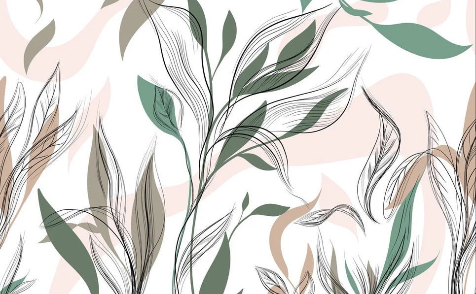 Papel pintado panorámico de flores gráficas