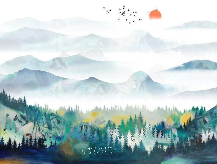 Papel pintado de montaña y escandinavo