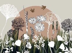 Papel pintado Ilustración floral panorámica