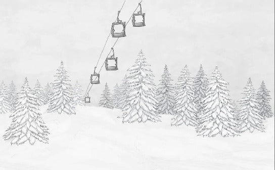 Papel pintado blanco y negro góndola montaña