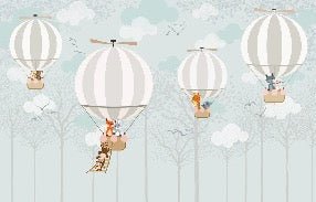 Papel pintado infantil Globo aerostático nórdico