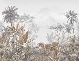 Papier peint tendance tropical sepia, mural concept, tendance