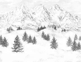 Papier peint montagne sommets de Chamonix, mural concept, tendance