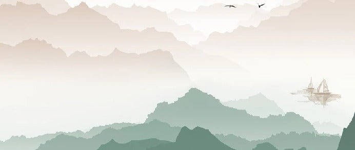Papel pintado Montaña en la niebla terracota