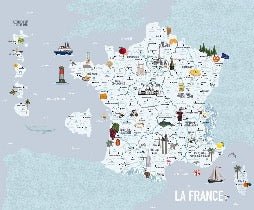 Papel pintado infantil Mapa azul de Francia