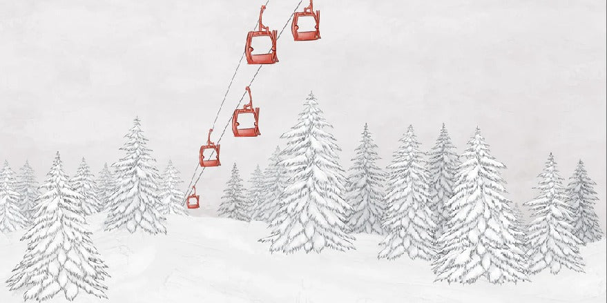 Papel pintado góndola roja montaña