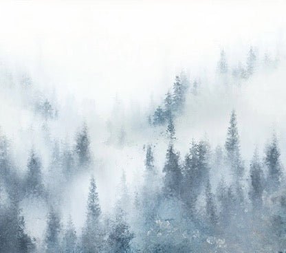 Papel pintado Acuarela azul niebla de abeto