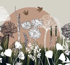 Papel pintado Ilustración floral panorámica