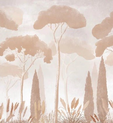 Papel pintado pino ciprés sepia