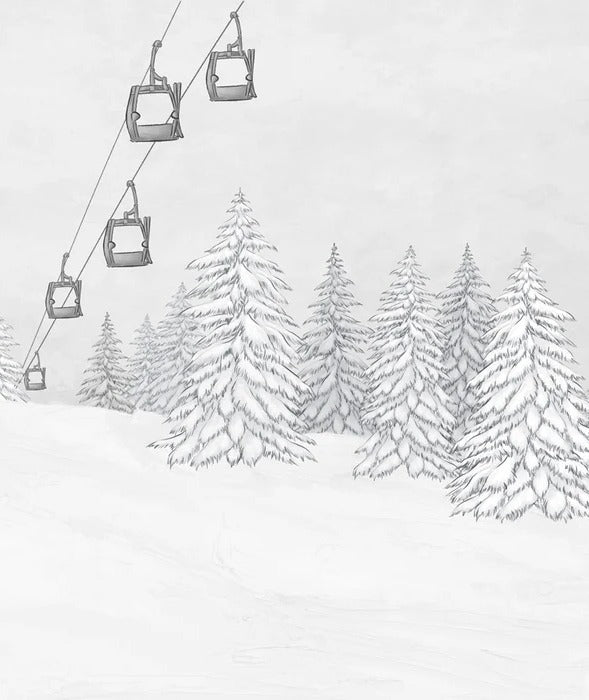 Papel pintado blanco y negro góndola montaña