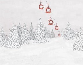 Papel pintado góndola roja montaña