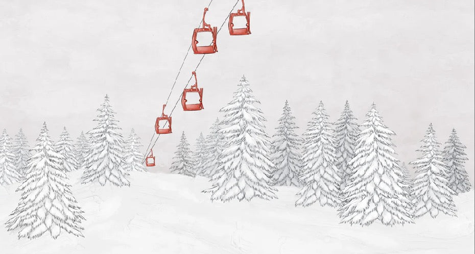 Papel pintado góndola roja montaña