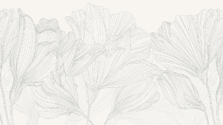 Papel pintado Vals de flores panoramico gris y blanco