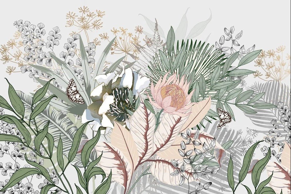 Papel pintado Botánico floral panorámico