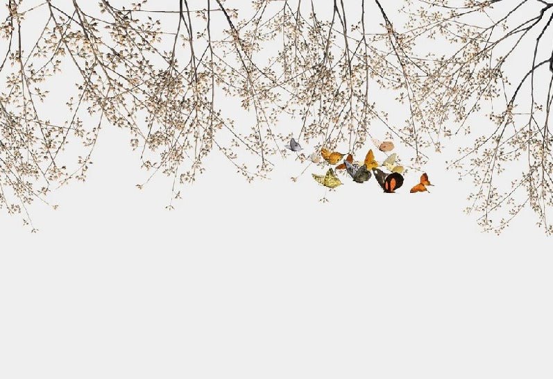 Papel pintado salón rama y mariposa