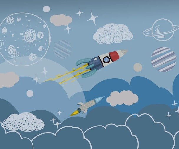 Papel pintado infantil Cohete espacial