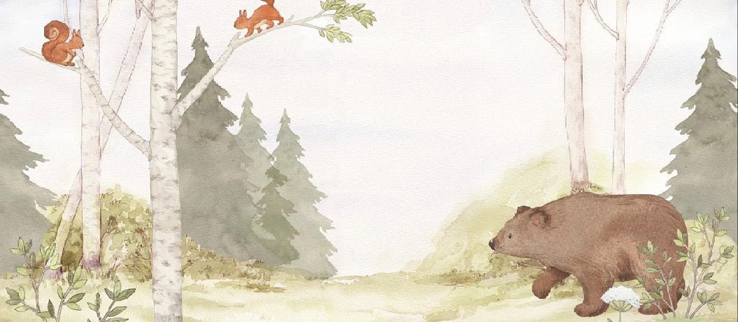 Tierno papel pintado infantil Oso en el bosque
