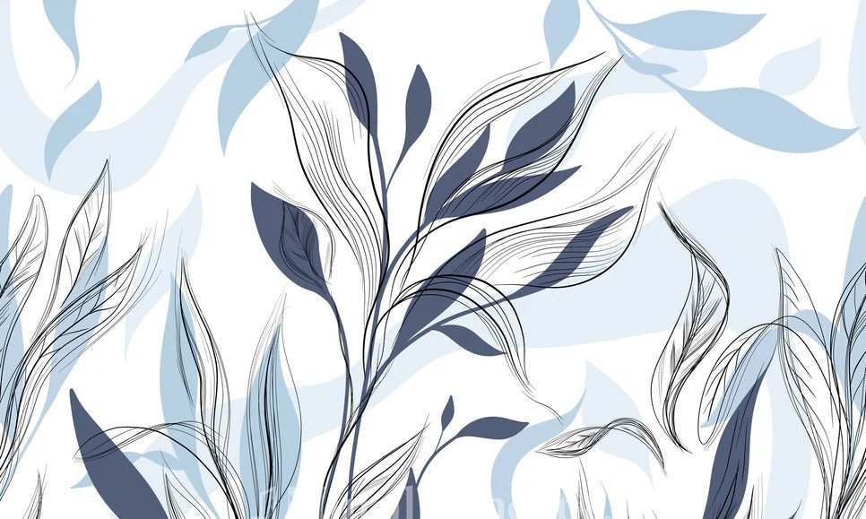 Papel pintado gráfico de flores azules
