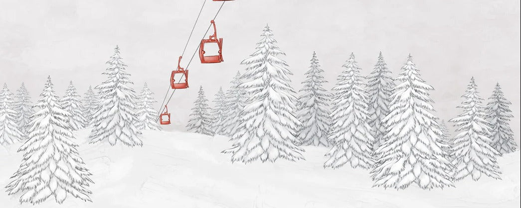 Papel pintado góndola roja montaña