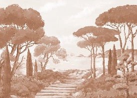 Papier peint balade dans les calanques terracotta
