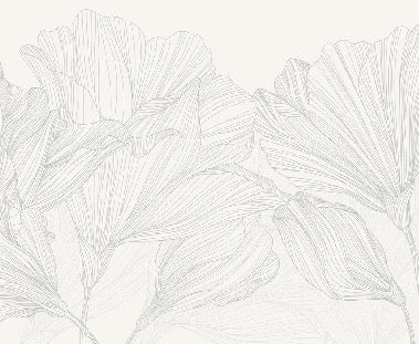 Papel pintado Vals de flores panoramico gris y blanco