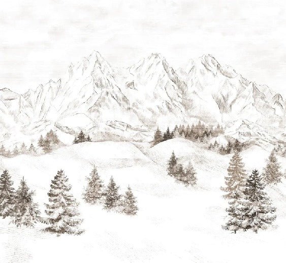 Papier peint montagne massif des Alpes, mural concept, tendance
