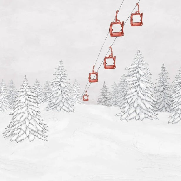 Papel pintado góndola roja montaña