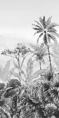 Papier peint wc tendance tropical noir et blanc, XXL, tendance