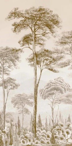 Papel pintado Naturaleza pinar sepia