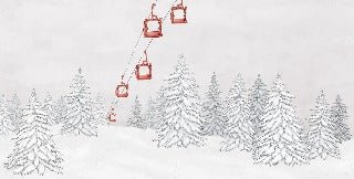 Papel pintado góndola roja montaña