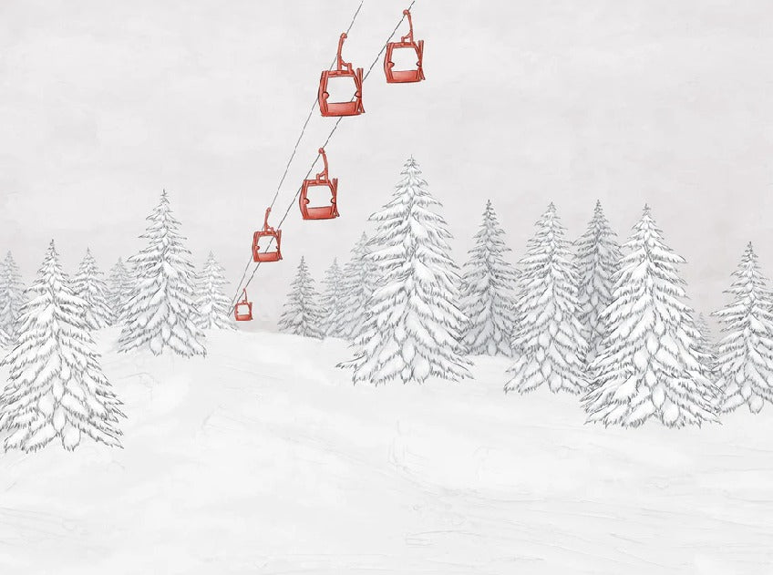 Papel pintado góndola roja montaña