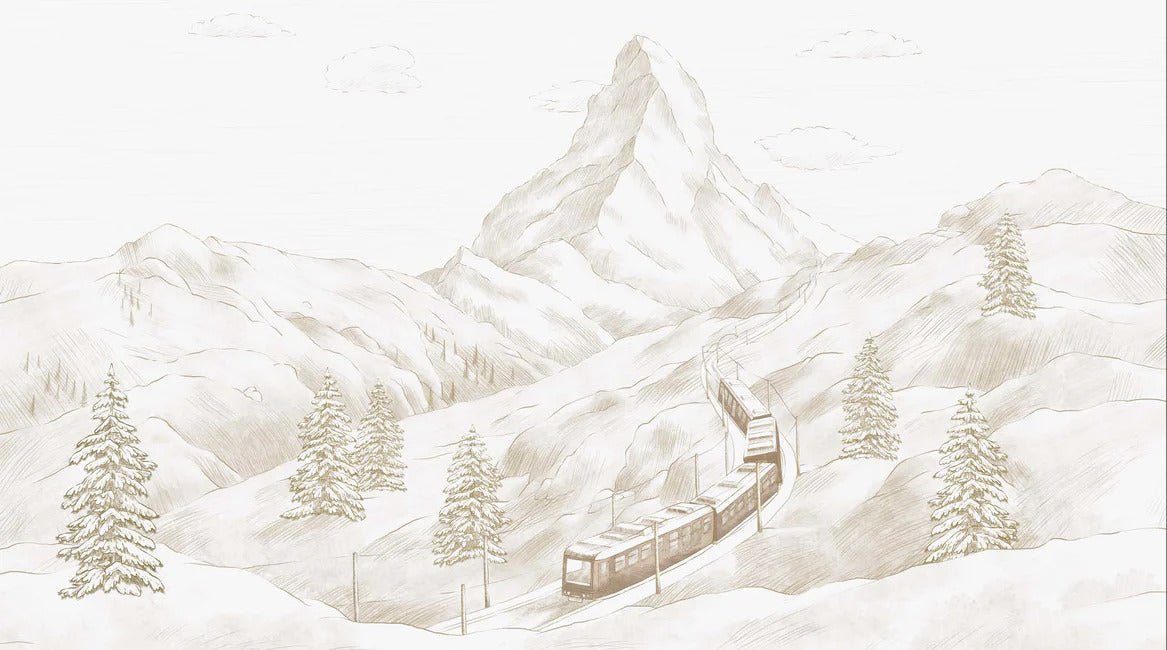Papel pintado Matterhorn panorámico en sepia