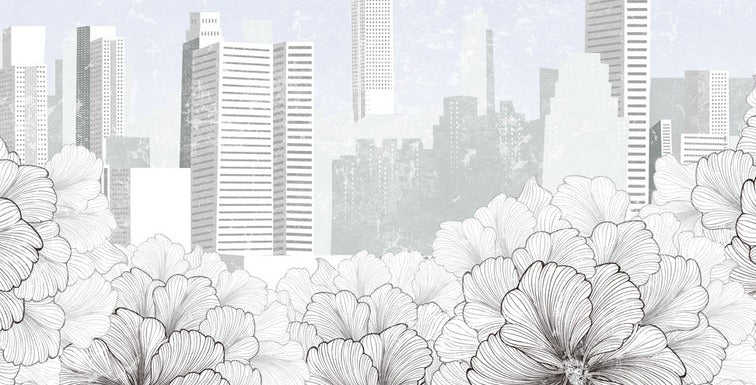 Papel pintado moderno en blanco y negro de Nueva York