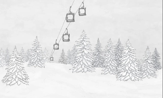 Papel pintado blanco y negro góndola montaña