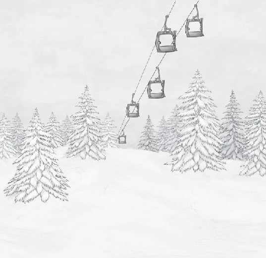 Papel pintado blanco y negro góndola montaña