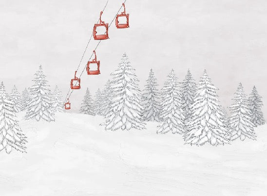 Papel pintado góndola roja montaña